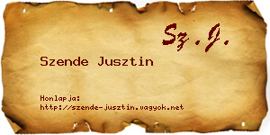 Szende Jusztin névjegykártya